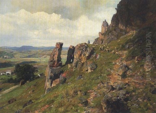 Felsenlandschaft Mit Schafherde (frankische Schweiz?) - view 1