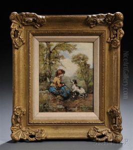 Bucolic Figural Landscape by Emile Lessore