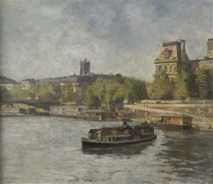 L'hotel De Ville Vu Des Quais De Seine by Henri-Emile Lessore