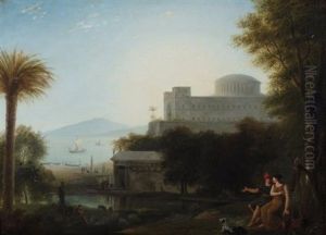 Paysage Au Temple Grec Avec Paris Et Helene by Pierre-Etienne Lesueur