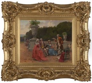French Couples Lounging In A Courtyard French Couples Lounging In A Courtyard