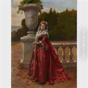Lady On A Terrace by Henri Victor Lesur