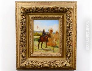 Sokldier On Horseback With Haystacks