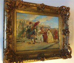 Les Courtisans A Versailles (+ Femme Assise Dans Un Recamier, Verso) by Henri Victor Lesur