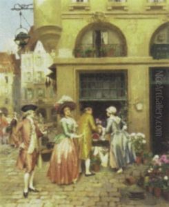 Parisian Flower Market by Henri Victor Lesur
