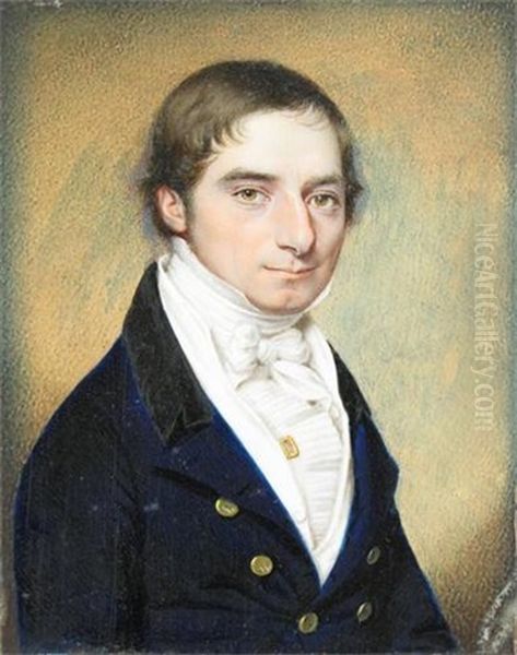Portrait Of A Gentleman Wearing A Blue Coat And White Stock - view 1