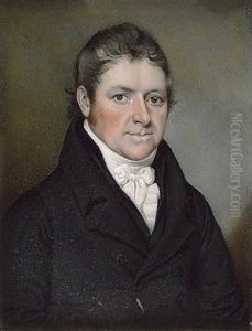 A Gentleman, Wearing Black Coat, Matching Waistcoat, Frilled White Chemise And Tied Stock, His Hand Tucked Inside His Coat