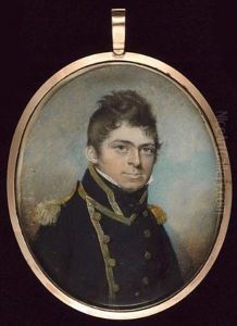 Abraham Mills-hawkins Rn (1784-1857), Wearing Naval Uniform, Blue Coat With Gold Trim And Epaulettes
