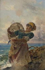 Fischerin Am Strand by Antonino Leto