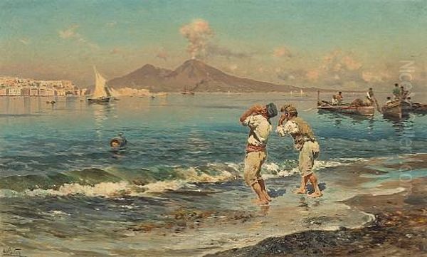 A View Of The Bay Of Naples With Fishermen In The Foreground - view 1