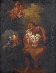 Saint Joseph With The Christ Child by Federico Bencovich