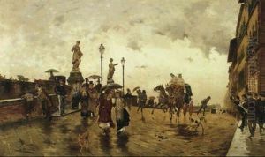 Street Scene In Florence by Antonino Leto