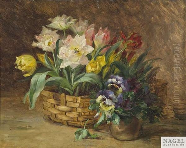 Stilleben Mit Stiefmutterchen Und Tulpen - view 1