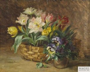 Stilleben Mit Stiefmutterchen Und Tulpen