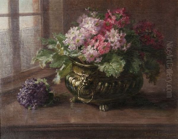 Zinhias Et Violettes Devant La Fenetre - view 1