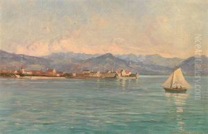 Blick Von Westen Auf Die Inselstadt Lindau Und Die Osterreichischen Alpen by Louis Letsch
