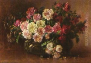 Stillleben Mit Roten Und Weissen Rosen