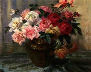 Bunter Rosenstraus In Jugendstilvase