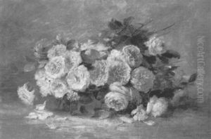 Rosa Rosen In Einer Schale by Louis Letsch