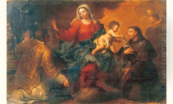 Vierge A L'enfant Entre Saint Laurent Et Saint Antoine - view 1