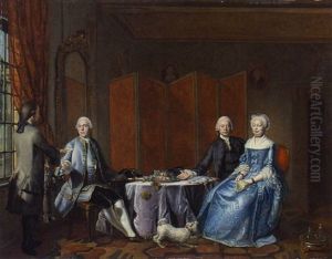 Vornehme Gesellschaft Im Salon by August Leu the Younger