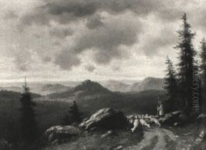Landschaft Mit Schafherde by August Leu the Younger