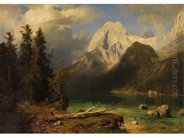 Gebirgssee Mit Gebirgsmassiv Im Hintergrund - view 1