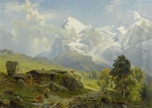 Blick Von Der Wengerenalp Auf Eiger Und Monch by August Wilhelm Leu