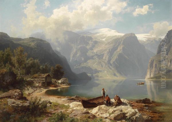 Sonniger Tag An Einem Norwegischen Fjord - view 1