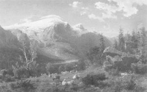 Schweizer Alpenlandschaft Im Fruhling by August Wilhelm Leu
