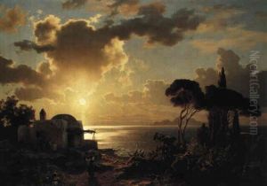 Southern Italian Villages At Sunset by August Wilhelm Leu