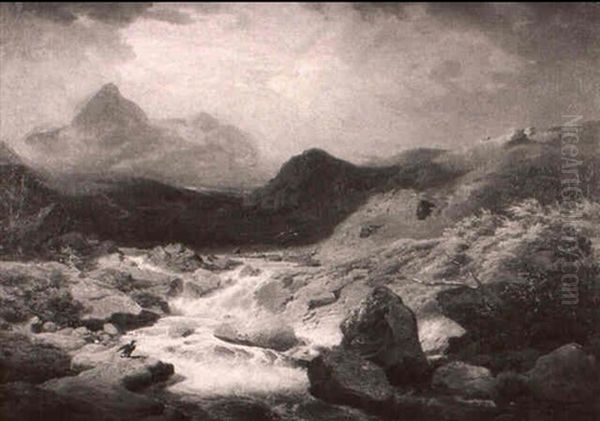 A Mountain Landscape With Raging Stream - view 1