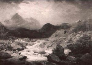 A Mountain Landscape With Raging Stream
