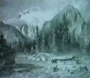 Alm Im Gebirgstal Mit Einem Sennerpaar Und Ziegen Nahe Der  Almhutte
