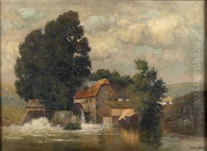 Blick Auf Eine Muhle by Oskar Leu