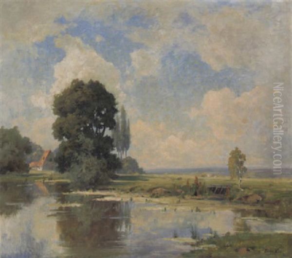 Sommerlandschaft Mit Teich Und Gehoft - view 1
