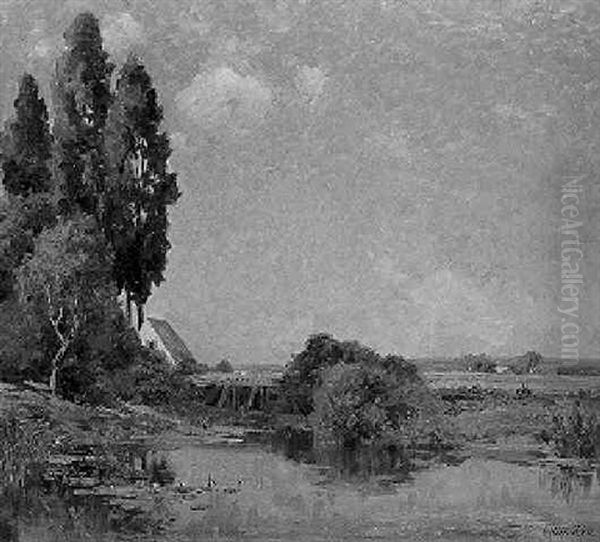 Spatsommerlandschaft Mit Weiher - view 1