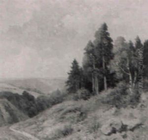 Mittelgebirgslandschaft Im Sommerlichem Licht by Oskar Leu
