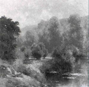 Buschwerk Und Baume Am Wasser by Oskar Leu