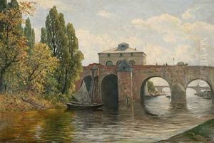 Alte Brucke Mit Bruckenhaus by Otto-Friedrich Leu