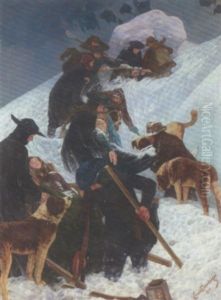 Das Lawineungluck Am Grossen Sankt Bernhard by Ernst Otto Leuenberger