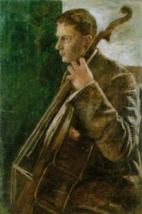 Portrat Eines Jungen Herrn Am Kontrabass by Ernst Otto Leuenberger
