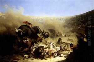 Combats Dans L'arene by Felix Louis Leullier