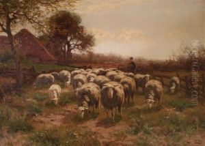 A Dutch Sheep Farm by Johannes Karel Leurs