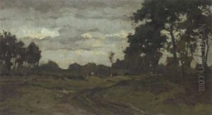 Landstrase Vor Dem Dorf, Abendstimmung by Johannes Karel Leurs
