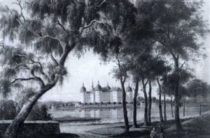 Blick Vom Baumbestandenem Elbeufer Auf Das Schloss Moritzburg by Ernst August Leuteritz