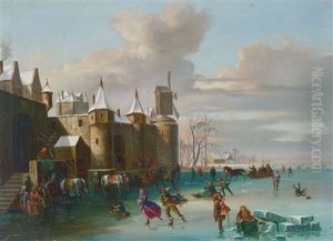 Eisvergnugen Vor Der Burg by Franz Wilhelm Leuteritz