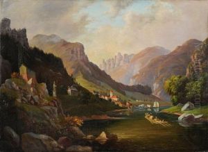 Parthie Bei Niedergrund An Der Elbe (sachsisch Bohmische Grenze) by Franz Wilhelm Leuteritz