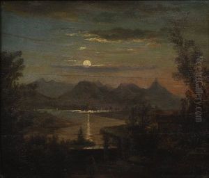 Alpenlandschaft Im Mondschein (salzach Bei Salzburg?)