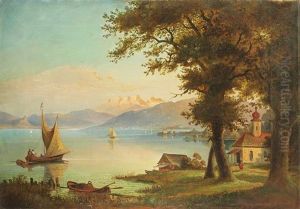 Romantische Alpenlandschaft Am See by Franz Wilhelm Leuteritz
